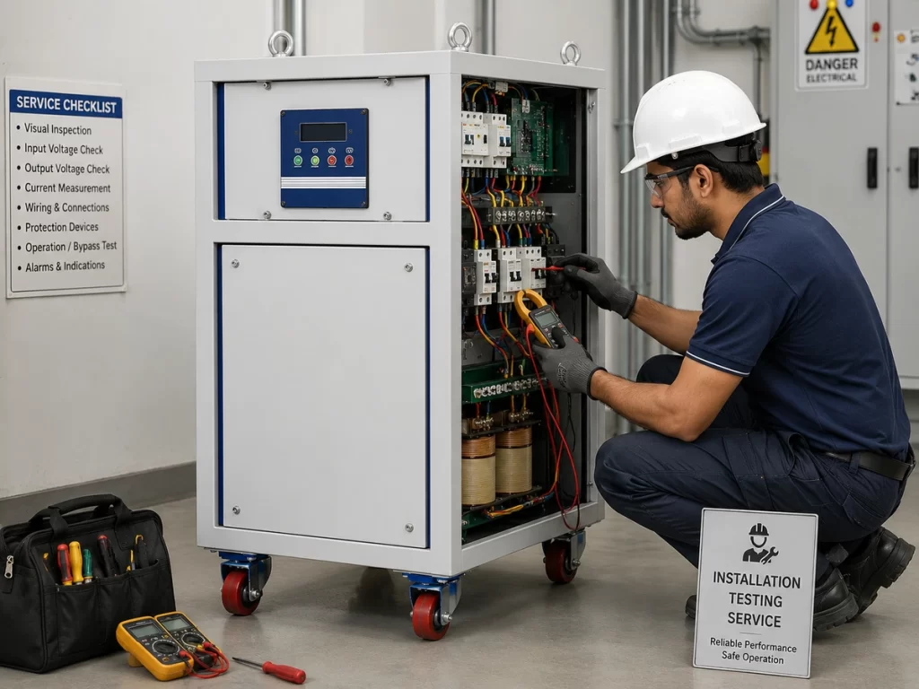Servo voltage stabilizer installation and commissioning